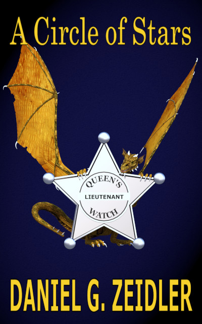 Cover for A Circle of Stars showing a gold dragon peeking out from behind a star-shaped badge